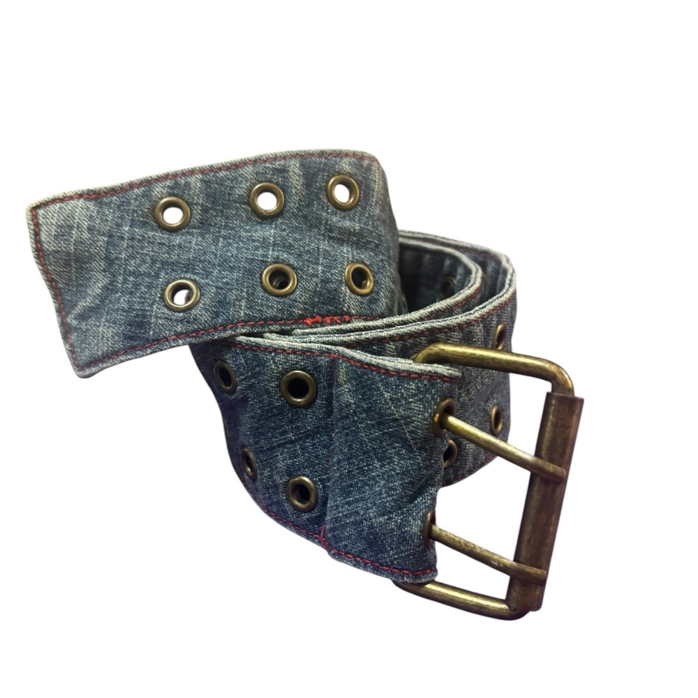 Unisex  Denim Double-Prong Belt in Blue vintage 70s. 32”/2.5 “ wide